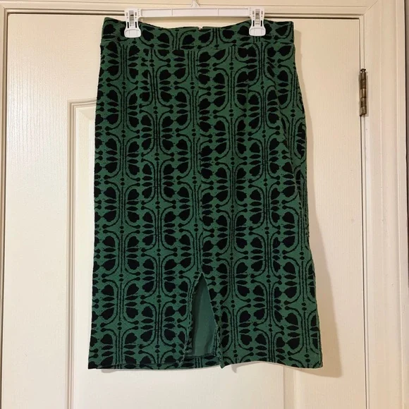 Maeve Green and Black Patterned Skirt - Picture 1 of 9